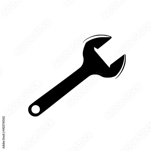 Black icon of a wrench symbolizing repair and maintenance tasks in various industries and services