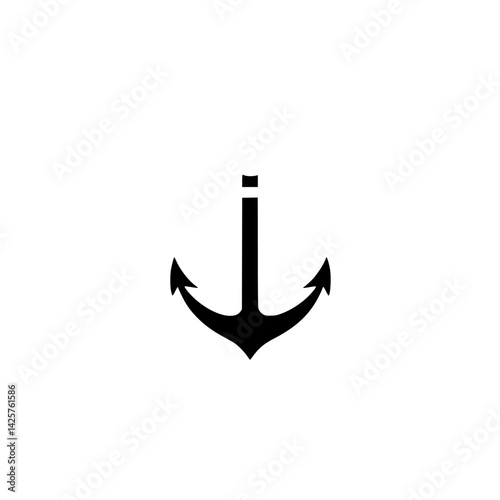 Simple black anchor icon design suitable for nautical themes and marine-related projects