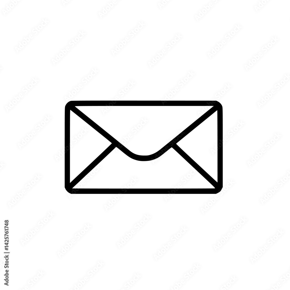 Black icon representing an envelope, symbolizing communication and correspondence in a digital context Black icon representing an envelope, symbolizing communication and correspondence in a digital context