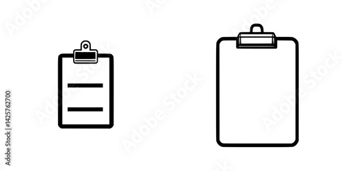 Set of black icons representing clipboards with blank pages used for notes and organization in office environments