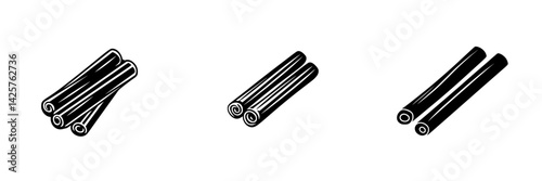 Bunch of black rolled cinnamon sticks on a minimalist background showcasing herbal spice characteristics