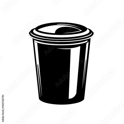 Black trash bin with lid suitable for outdoor and indoor waste collection