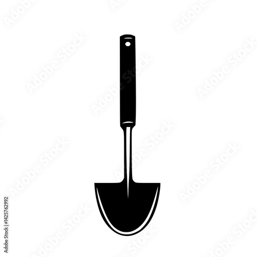 Gardening tool silhouette depicting a black hand trowel ideal for planting and digging tasks in home gardens