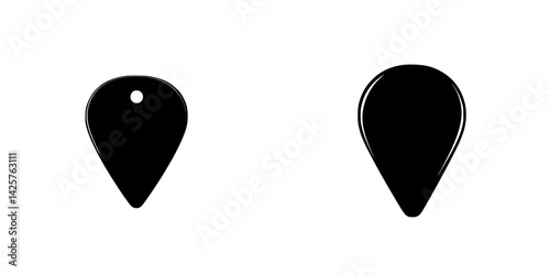 Black icons representing a teardrop and tag shapes suitable for various design applications and digital use