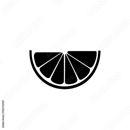Black icon of a lime slice showcasing its segmented texture on a white background perfect for dietary or beverage themes