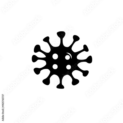 Black virus icon representing the COVID-19 pandemic for use in various health-related materials and graphics