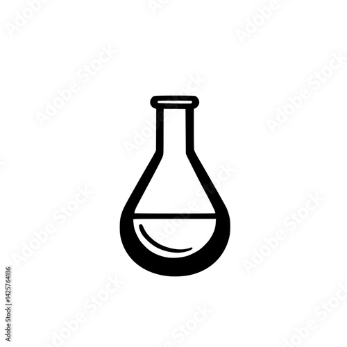 Black icon of a laboratory flask suitable for scientific illustrations and educational materials