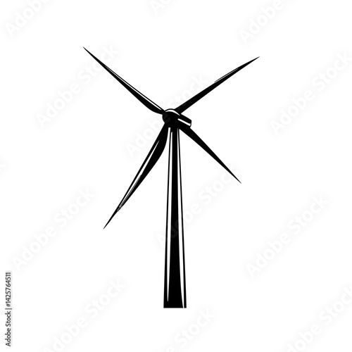 Black wind turbine icon representing renewable energy and sustainable technology