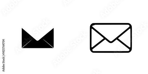 Black envelope icons designed for message representation in digital communication applications
