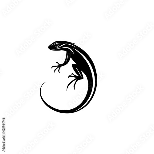 Black lizard icon design capturing the essence of an agile reptile in a minimalist style