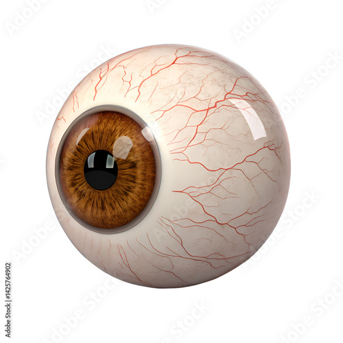 Realistic 3D human eyeball with brown iris