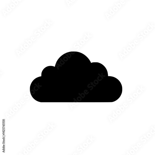 Black cloud icon representing weather conditions on a minimalist background
