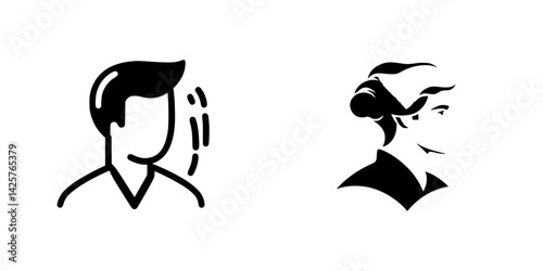 Black outline icons of a man and a woman, depicting simple human figures in a clean, minimalist style suitable for various design purposes