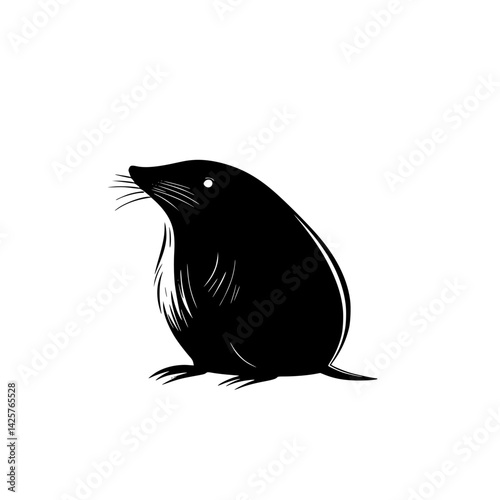 Silhouette of a black mole on a plain background representing the underground world