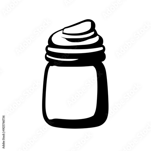 Icon depicting a jar of whipped cream against a simple white background for creative design purposes