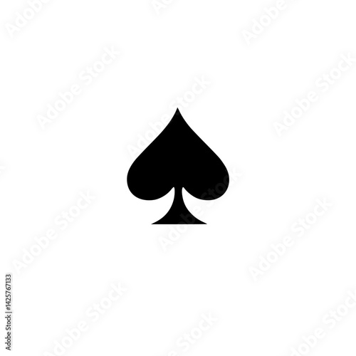 Black spade icon representing a playing card suit in a minimalist design on a white background