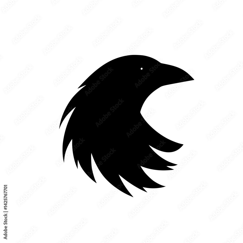 Fototapeta premium Black icon of a bird silhouette with flowing feathers depicting elegance and grace in design