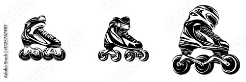 Set of black roller skates showcasing different styles and designs for skating enthusiasts