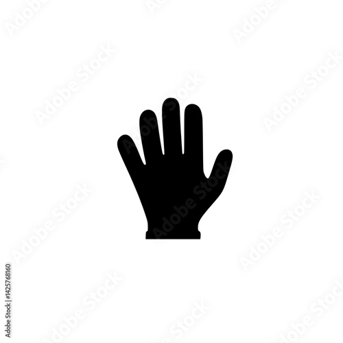 Black icon of an open hand in a minimalist design, symbolizing greeting or signaling
