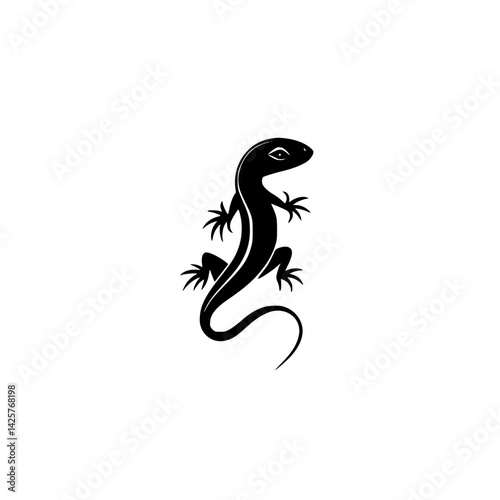Black lizard icon designed with simple lines for use in various graphic applications and digital interfaces