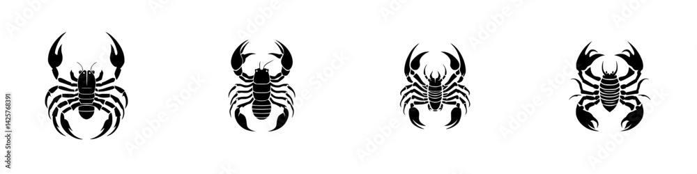 Obraz premium Set of black crab icons with various stylized designs suitable for nautical themes