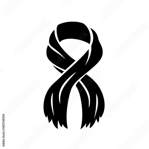 Stylized black ribbon icon representing solidarity and awareness in various causes