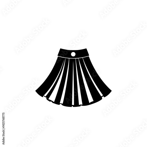 Black iconic pleated skirt silhouette suitable for fashion and design projects for various industries
