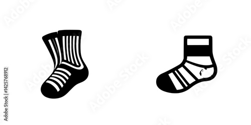Set of black sock icons featuring different styles and designs suitable for various applications