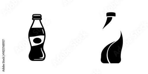 Distinctive black icons representing beverage bottles in a modern design style for branding or graphic use