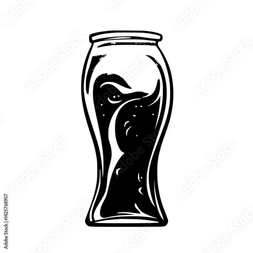 Black icon of a curved glass filled with a dark beverage, emphasizing minimalist design for modern visuals