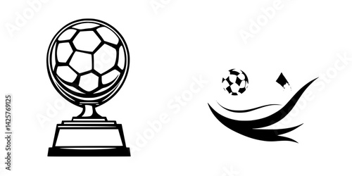 Trophy and soccer ball icons representing sporting achievements and competition