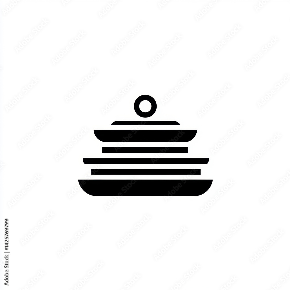 Minimalist logo icon of stack of pancakes with syrup or butter on top for restaurant or breakfast related business