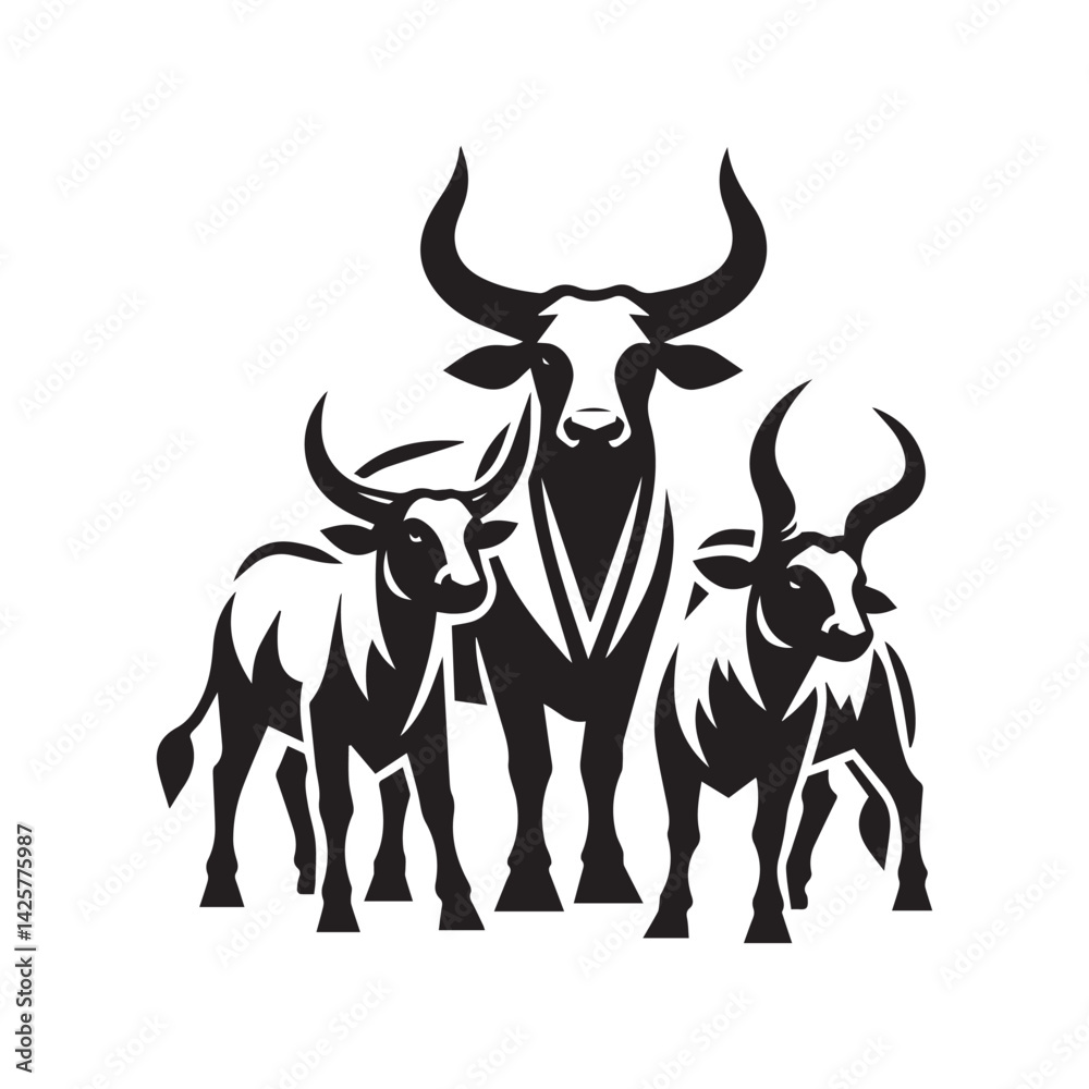 Obraz premium create Ox Silhouette Vector with white background