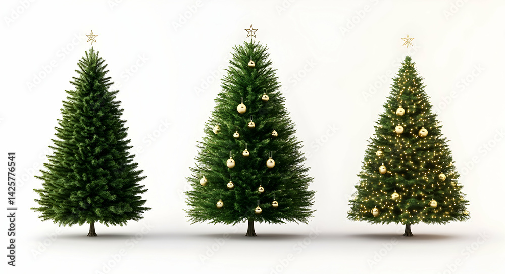Fototapeta premium Christmas Tree with Star, Ornament, and Light