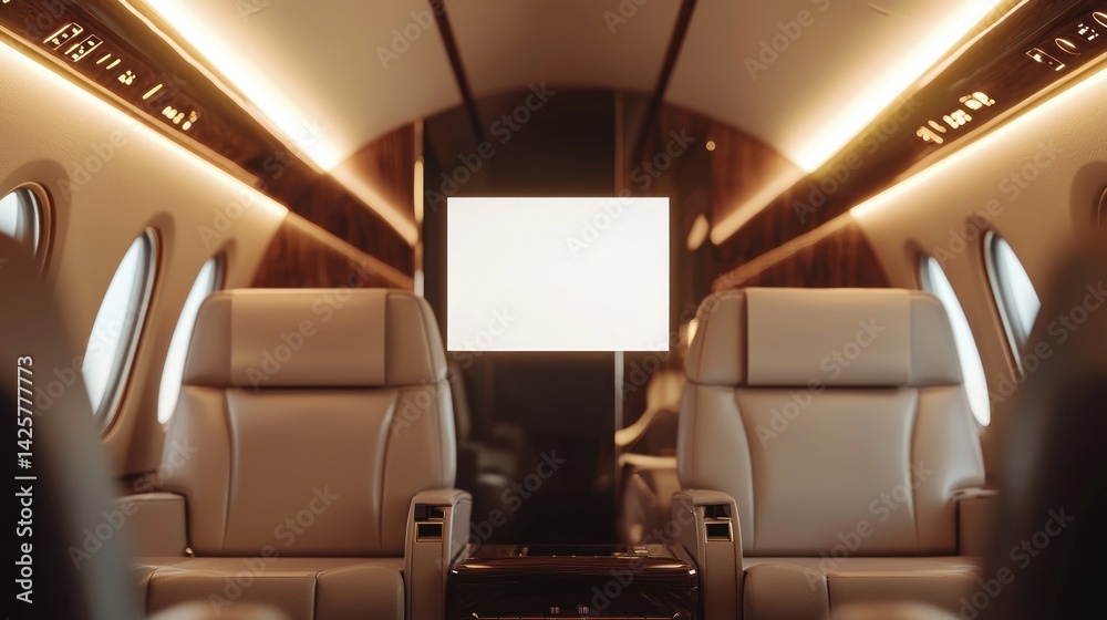 Fototapeta premium Luxurious Private Jet Interior: Elegant Cabin Design