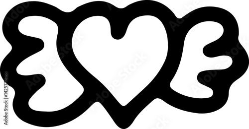 Heart with wings doodle scribble drawing
