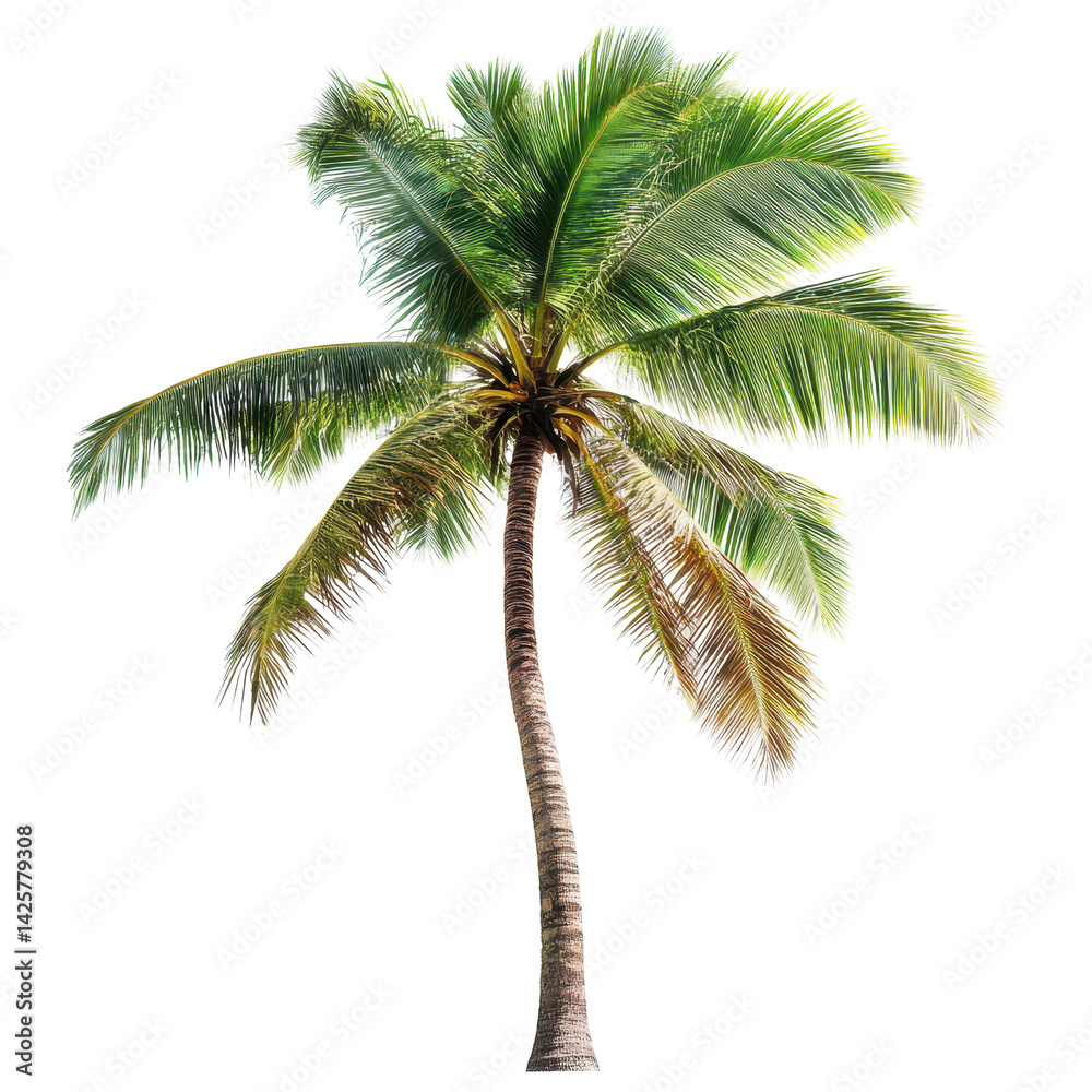 Obraz premium Tall palm tree swaying gently in the warm breeze under a clear blue sky during a sunny day