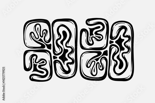 Random Shapes Organic Black Blobs. Outline 2d vector image. Sticker for social media. Backdrop