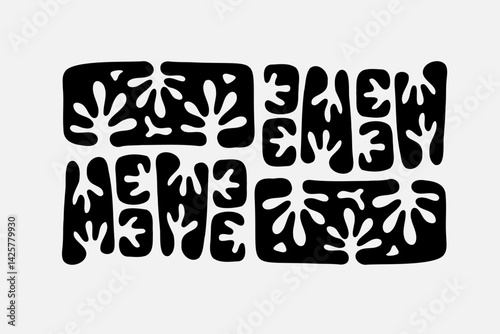 Random Shapes Organic Black Blobs. Outline 2d vector image. Sticker for social media. Backdrop