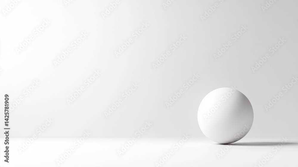A white sphere resting on a minimalist white surface, clean and simple composition, modern art concept, and bright and airy studio setting. A white sphere resting on a minimalist white surface, clean and simple composition, modern art concept, and bright and airy studio setting.