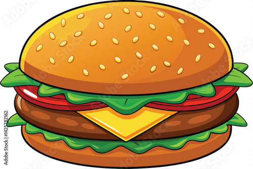 vector illustration of a classic cheeseburger.