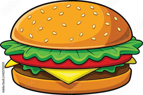 vector illustration of a classic cheeseburger.