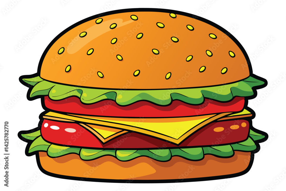 vector illustration of a classic cheeseburger. vector illustration of a classic cheeseburger.
