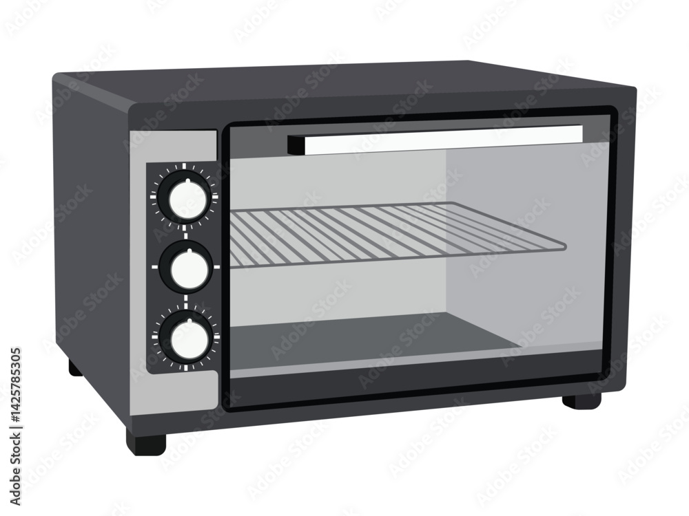 Fototapeta premium Countertop oven with knobs for temperature control and a wire rack inside