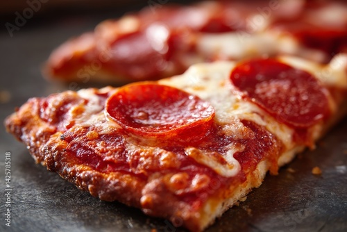 Obraz na płótnie Thin crust pepperoni pizza slice. w salonie
