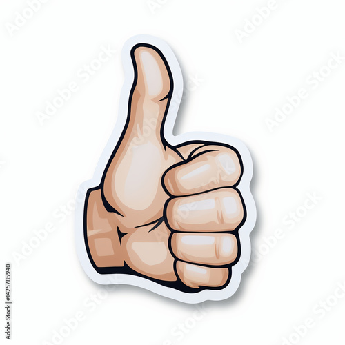 Thumbs Up Cartoon Gesture Representing Approval and Positivity in Bold Illustration

