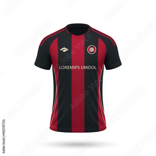 3d realistic soccer jersey in style, football club shirt template 2025