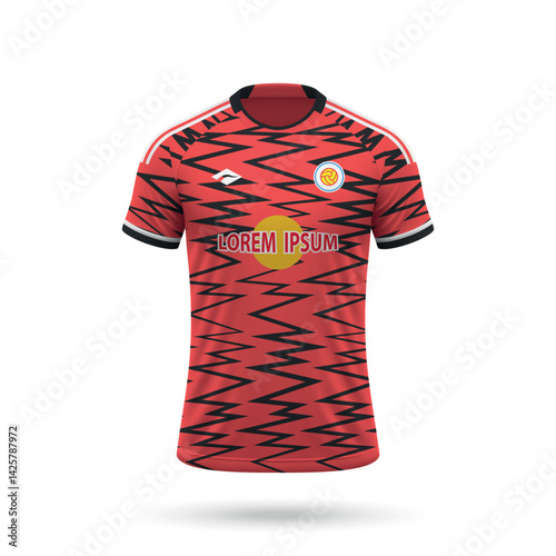 3d realistic soccer jersey in style, football club shirt template 2025