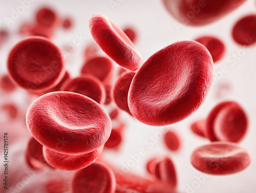 Blood cells in Macro Focus: A macro-level depiction of vivid red blood cells showcases the intricate structures essential for life. Delve into the world of internal systems. 