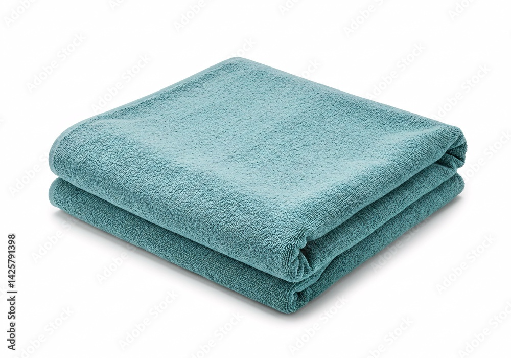 Soft Teal Cotton Beach Towels, Folded, Studio Shot Soft Teal Cotton Beach Towels, Folded, Studio Shot